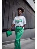 Elegant high-waisted trousers, green 05019 - Online store - Boutique